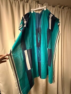 Turquoise & Navy Striped Lightweight Kaftan
